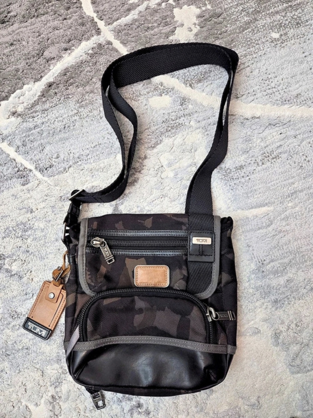 TUMI Alpha Bravo Annapolis Zip Flap Crossbody Bag Black & Brown